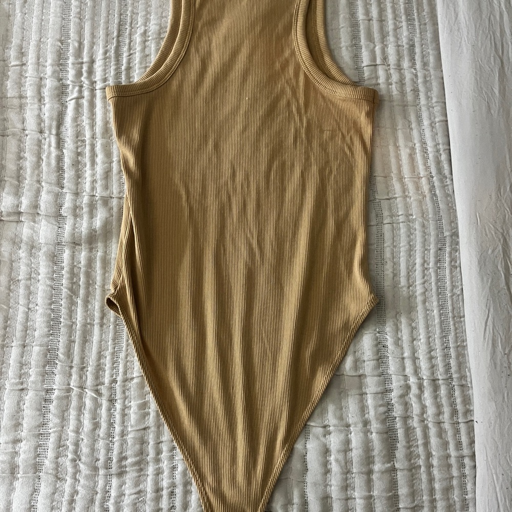 Tan Ribbed Bodysuit - Picture 3 of 3